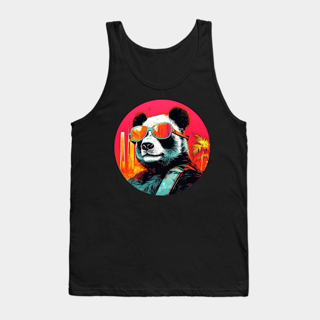 Cool Animals: Cartoon Vintage Funny Cool Panda Tank Top by OscarVanHendrix